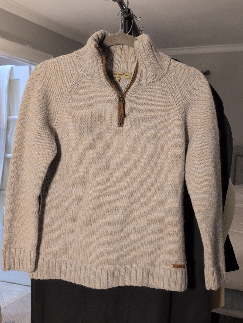 Dubarry of Ireland Beige Half-Zip Women's Wool Sweater